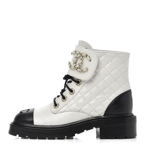 chanel white combat boots|chanel shoe laces for boots.